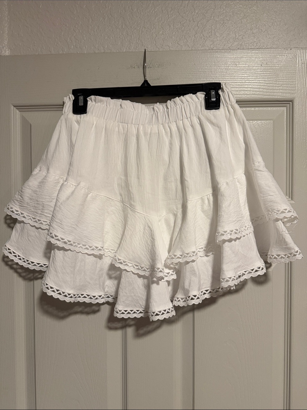 Women's White Tiered Ruffle Skort - Brand: